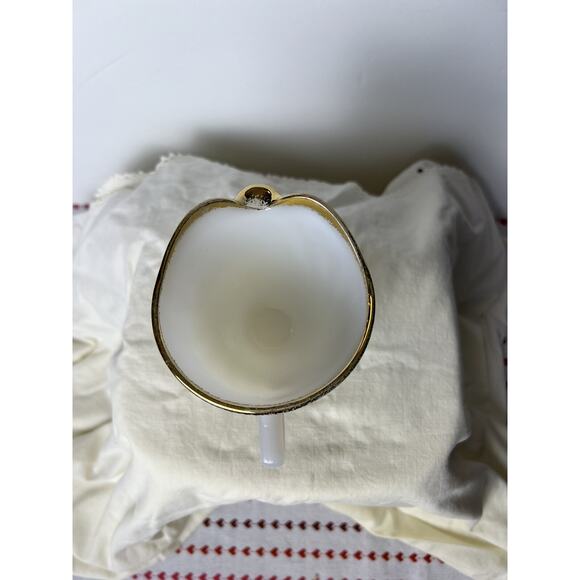 Vintage Fire King Milk Glass Pitcher With Gold Rim - Picture 7 of 9
